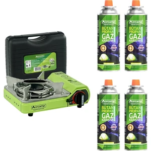 Mini Çantalı Kamp Ocağı Yeşil 4 Kartuşlu Set