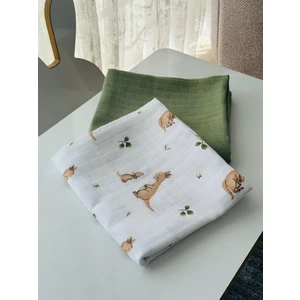 Ft Baby Collection Fulya Tuhafiye %100 Pamuk 2'li Müslin Bebek Battaniye Seti OEKO-TEX Sertifikalı MÜSLIN ÖRTÜ 80X90 CM