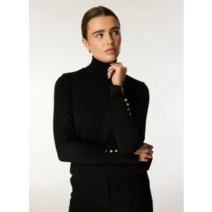 People By Fabrika Balıkçı Yaka Basic Düz Siyah Kazak Kadın PBF4WL-KZK5013