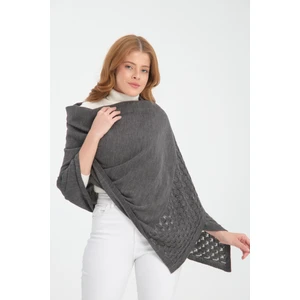 Wega Moda Tek Renk Ajur Desenli Omuz Şalı, Kenarı Ajur Desenli Şık Rahat Omuz Şalı, Triko Omuz Şalı, Kadın Şal