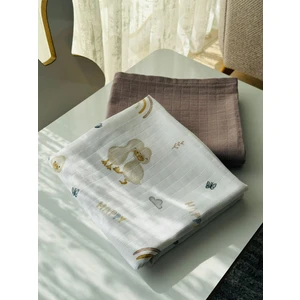 Ft Baby Collection Fulya Tuhafiye %100 Pamuk 2'li Müslin Bebek Battaniye Seti OEKO-TEX Sertifikalı MÜSLIN ÖRTÜ 80X90 CM