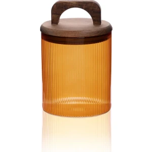 The Mia Akasya Kulplu Cam Kavanoz Amber 700 ml