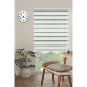 Boncuklu Geniş Piliseli Beyaz Zebra Perde