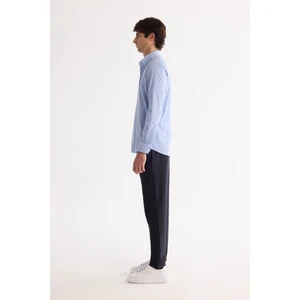 Avva Erkek Mavi Alttan Britli Yaka Kolay Ütülenebilir Slim Fit Gömlek A42Y2134