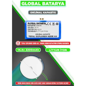 Global Batarya Tefal Explorer Serie 60 Uyumlu Akıllı Robot Süpürge Bataryası 14.4V 2200MAH Pil (Orijinal Kapasite)