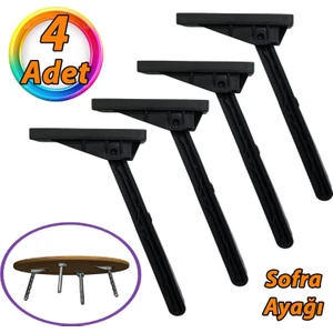 4 Adet Katlanabilir Siyah Yer Sofra Ayağı Katlanır Yer Sofrası Sini Altı Plastik Ayak 22 cm