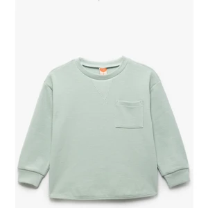 Pamuklu Cep Detaylı Bisiklet Yaka Uzun Kollu Basic Sweatshirt