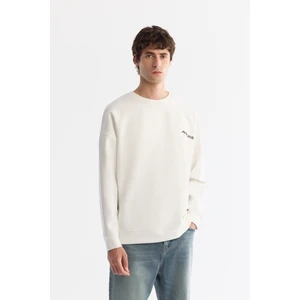 Avva Erkek Ekru Oversize Bisiklet Yaka Elastan Oversize Fit Sweatshirt A42Y1248
