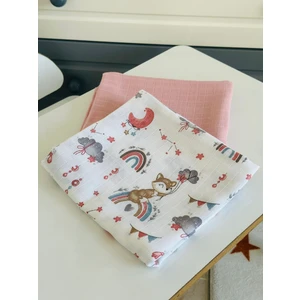 Ft Baby Collection Fulya Tuhafiye %100 Pamuk 2'li Müslin Bebek Battaniye Seti OEKO-TEX Sertifikalı MÜSLIN ÖRTÜ 80X90 CM