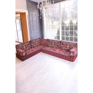 Bakırözü Home Şark Köşesi Takımı Bordo  Anadolu Modeli 9 Parça (20  cm  Minder Kalınlığı)