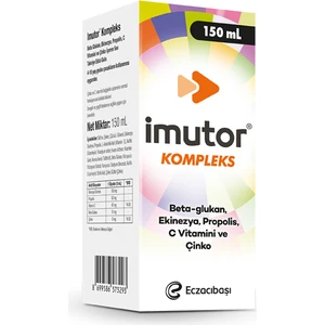 Imutor Kompleks Şurup 150 ml Beta-glukan, Ekinezya, Propolis, C Vitamini ve Çinko Yetişkinler İçin
