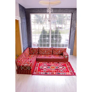 Bakırözü Home Şark Köşesi Takımı Kırmızı Anadolu Modeli 10 Parça (20  cm  Minder Kalınlığı)