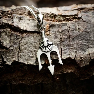 Ebrar Silver Gümüş Mızrak Kolye 925 Ayar Gümüş Poseidon Mızrağı Figürlü Erkek Kolye