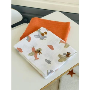 Ft Baby Collection Fulya Tuhafiye %100 Pamuk 2'li Müslin Bebek Battaniye Seti OEKO-TEX SertifikalıMÜSLIN ÖRTÜ 80X90 CM