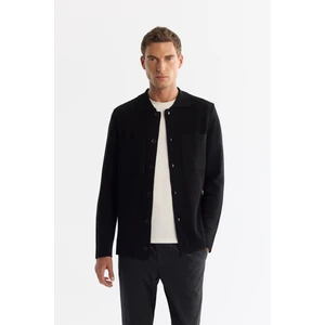 Avva Erkek Siyah Polo Yaka Düğmeli Yün Karışımlı Regular Fit Hırka A42Y5048