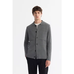 Avva Erkek Gri Polo Yaka Düğmeli Yün Karışımlı Regular Fit Hırka A42Y5048