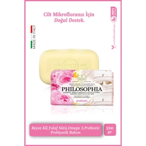 Nesti Dante Philosophia Prebiotic Katı Sabun 250 gr | Besleyici ve Nemlendirici |Beyaz Kil, Yulaf Sütü, Omega 3