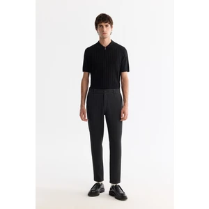 Erkek Antrasit Slim Fit Balık Sırtı Dokulu Yanı Lastikli Elastan Chino Pantolon A42y3024