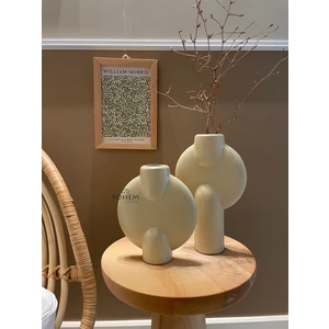 Bohem Home 2 Li Bombeli Seramik Bej Vazo (Muadil Marka)