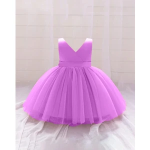 Lila Kız Bebek Anvelop Mini Elbise Doğum Günü Elbise