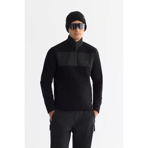 Erkek Siyah Soğuğa Dayanıklı Fermuarlı Dik Yaka Polar Sweatshirt A42y1380