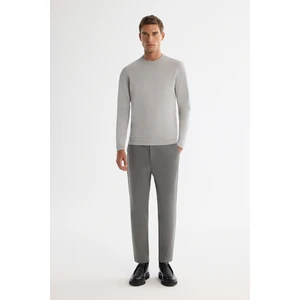 Erkek Gri-yeşil Carrot Fit Diyagonal Desenli Örme Pantolon A42y3061