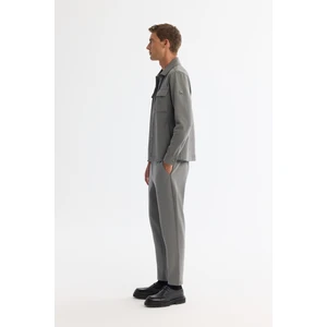 Avva Erkek Gri-Yeşil Klasik Yaka Pamuklu Jersey Comfort Fit Gömlek Ceket A42Y2092