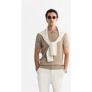 Erkek Beyaz Fermuarlı Rayon Polo Yaka Triko T-shirt A41y5106