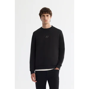 Erkek Siyah Bisiklet Yaka Içi 3 Iplik Şardonlu Sweatshirt B001033