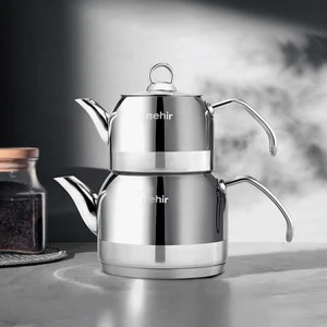 Lotus Midi Çelik Çaydanlık Takımı - Gri - 1,9 Lt + 1,3 Lt