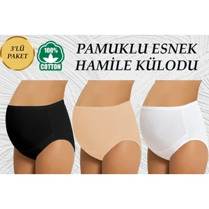 Yüksek Bel Toparlayıcı Hamile Lohusa Esnek Külot %100 Pamuklu Üçlü