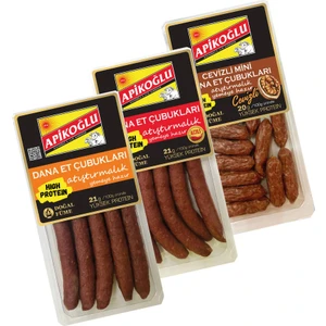 Üçlü Atıştırmalık Dana Et Çubukları (110 gr) (Cevizli-Acılı-Sade)