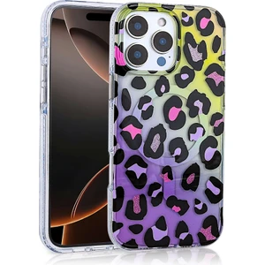 Apple iPhone 16 Pro Max Magsafe Şarj Özellikli Darbelere Dayanıklı Leopar Desenli Kapak Kılıf