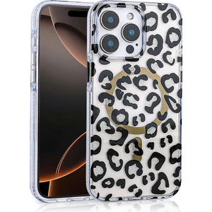 Apple iPhone 16 Pro Max Magsafe Şarj Özellikli Darbelere Dayanıklı Leopar Desenli Kapak Kılıf