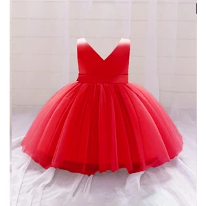 Kırmızı Kız Bebek Anvelop Mini Elbise Doğum Günü Elbise