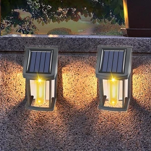 2 Adet Güneş Enerjili Karanlık Sensörlü Dekoratif Solar Aplik Gün Işığı Retro Bahçe Aydınlatması
