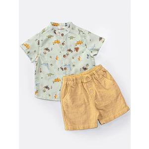 Erkek Bebek Bayramlık Gömlek Müslin Şort Takım