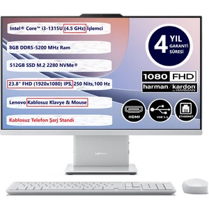 Ideacentre Aıo 24IRH9 Intel Core I3-1315U 8gb 512GB SSD Freedos 23.8'' Fhd All In One Bilgisayar