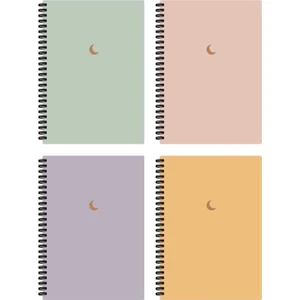 Defter Seti 10X13,5 cm 4'lü Spiralli Defter Çizgisiz Defter Moon Series