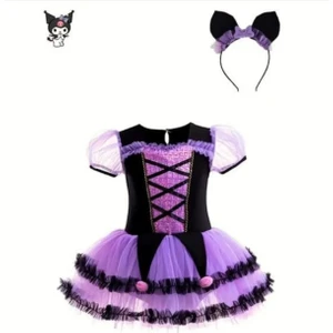 Kuromi Kostümü Kare Yaka, Cadı Kostümü - Balo Kostümü - Cadılar Bayramı Kostüm Kuromi Cosplay