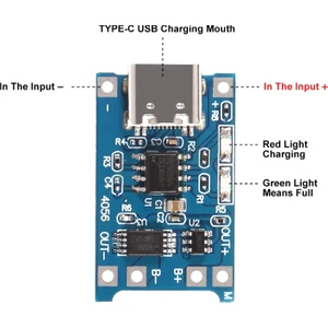 Lityum Pil Şarj Modülü USB Tip-C