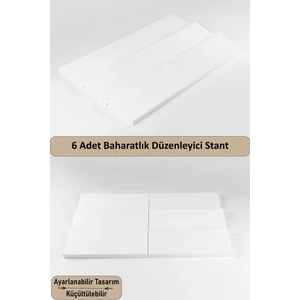 Color House 6 Adet Çekmece Içi Baharatlık Düzenleyici Stant Mutfak Dolap Içi Organizer ( Beyaz Renk ) Z305