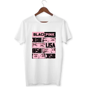 Alpşan Ticaret Blackpink Tişört Çocuk Yetişkin Beyaz T-Shirt Jenie Lisa Rose Jisoo Çocuk Black Pink
