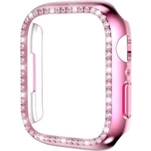 Huawei Watch Fit 3 Uyumlu Pırlanta Taşlı Görünüm Kasa Koruyucu (Ekransız Çerçevedir) Rose Pink