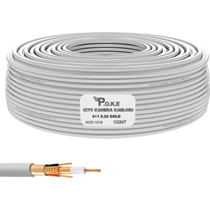 2+1 CCTV 0.22 GOLD Kamera Kablosu 100mt Poke Pk-1018 100 Metre