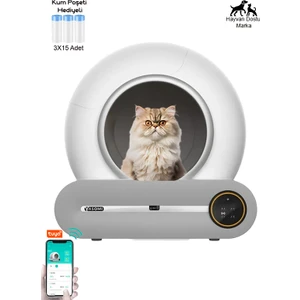 Smart Cat Cleaner 65L Hacim 9L Kapasiteli ve Wifi Uygulama Bağlantılı Kedi Tuvaleti
