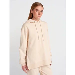 40401 Yanları Fermuarları Sweat-Açık Bej