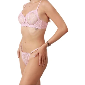 Sparkle and Glimmer Arıelle Pınk Pembe Çiçek Desenli  Balenli Desteksiz  Bralet Iç Giyim Sütyen Külot Çamaşır Takımı