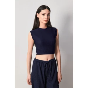 Fitilli Bisiklet Yaka Crop Tişört