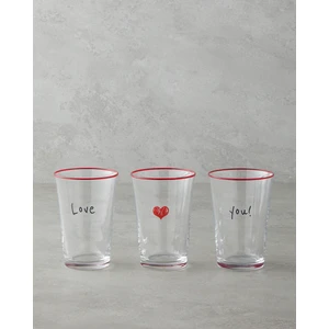 English Home Heart Cam 3'lü Bardak 290 ml Kırmızı